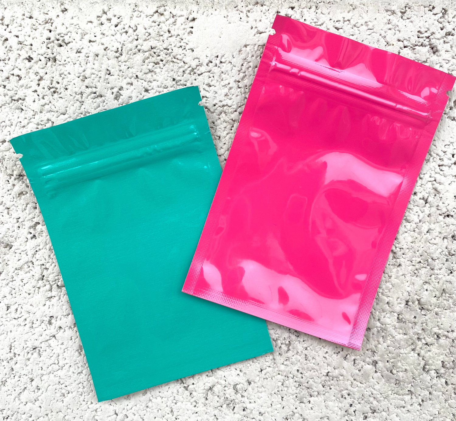 Add Some Color with Pink or Teal 1 Gram Mylar Bags